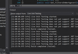 Show output Live Unit Testing